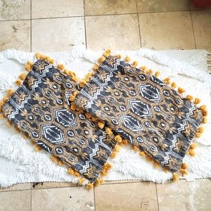 Boho Aztec Fringe Tasseled Pillow Covers Set of 2 Size 16" X 26" India
